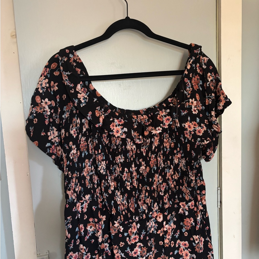 Maurices Black and Pink Floral Top